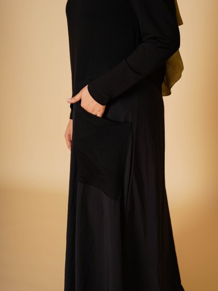 Cepli Bambu Paraşüt Garnili Elbise KZ04-6004-B