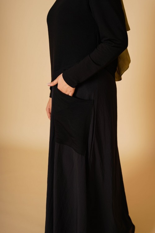 Cepli Bambu Paraşüt Garnili Elbise KZ04-6004-B