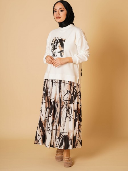 Baskılı Etekli İkili Takım KZ04-5441B