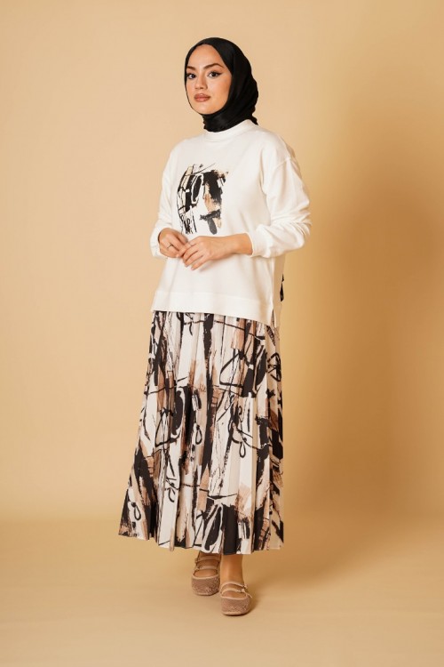 Baskılı Etekli İkili Takım KZ04-5441B