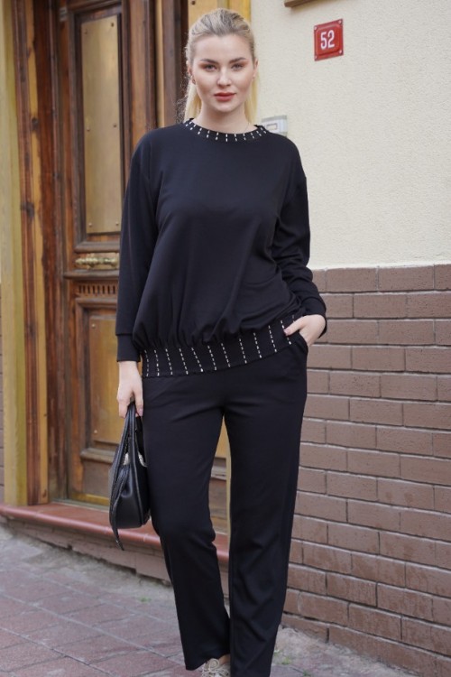 Taş İşlemeli Pantolonlu İkili Takım KZ04-5007