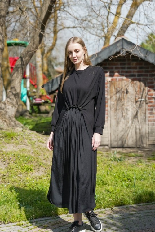 Önü Ayarlanabilir Büzgülü Bambu Garnili Elbise KZ04-6005