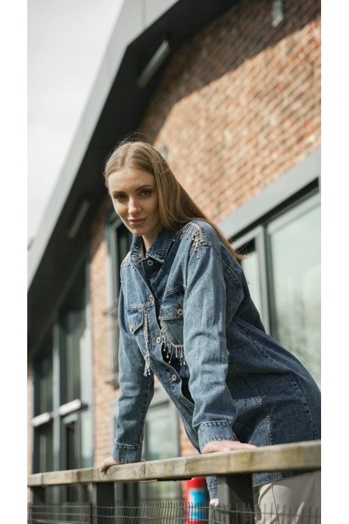 Taş İşlemeli Denim Ceket KZ04-7113