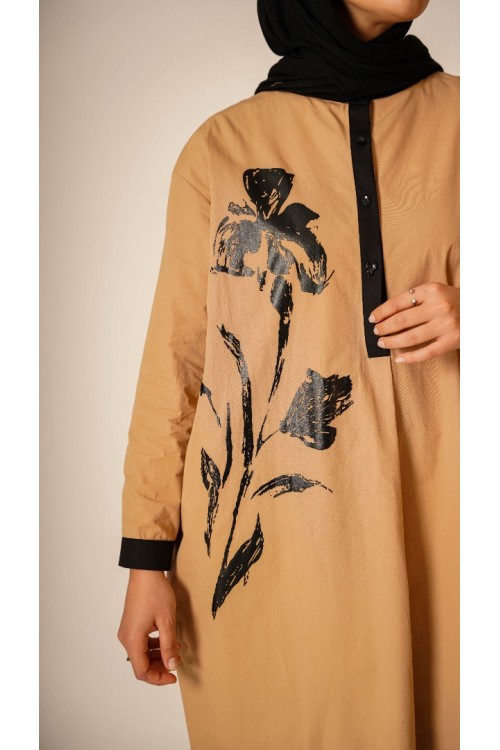 Çiçek Baskılı Tunik Elbise KZ04-3620