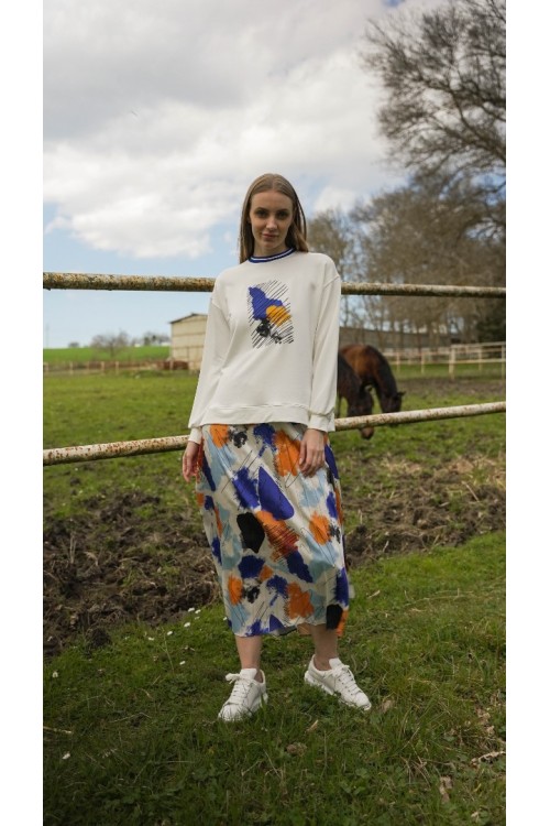 Baskılı Saten Etek İkili Takım KZ3-5005-M