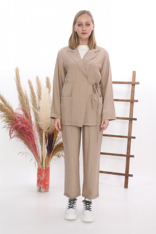 Bel Bağlamalı Cepli Tunik İkili Takım KZ04-4219-L