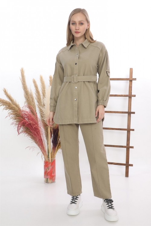 Denim Kot Pantolonlu Tunik ikili Takım KZ04-7141