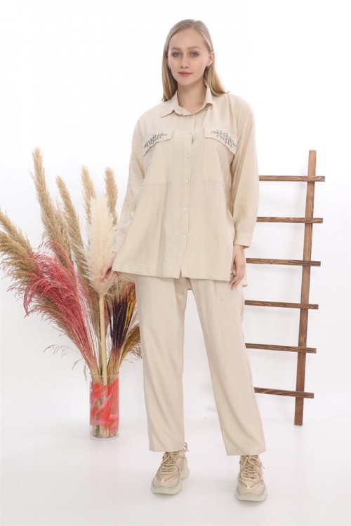  Cebi Taş İşlemeli Tunik İkili Takım KZ04-4232-B