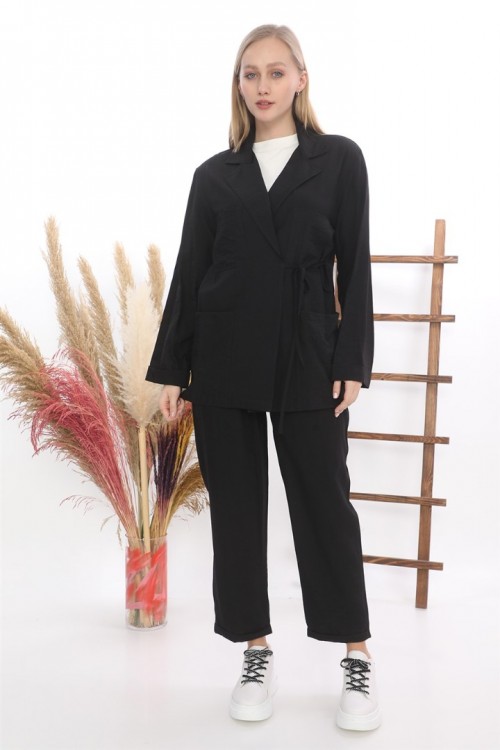 Bel Bağlamalı Cepli Tunik İkili Takım KZ04-4219-S