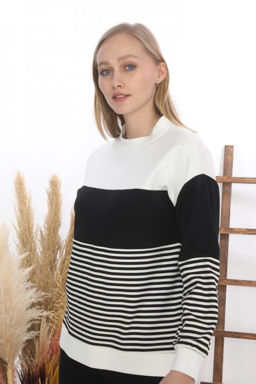 Bisiklet Yaka Çizgili Kısa Tunik KZ3-3002