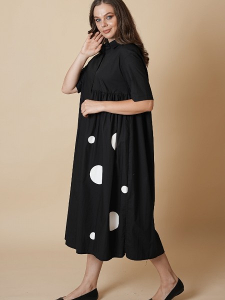 Puantiye Baskılı  Elbise KZ04-6399