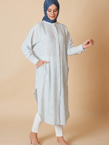 Çizgili Mavi Tunik KZ04-6452-M