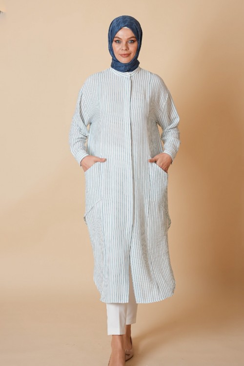 Çizgili Mavi Tunik KZ04-6452-M
