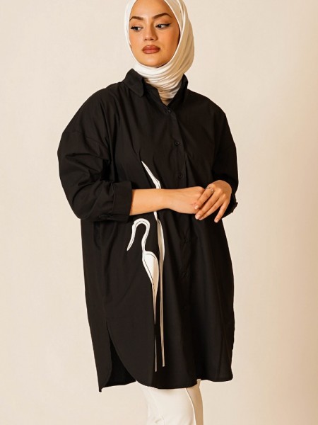 Kuğu Baskılı Poplin Gömlek KZ04-3526S