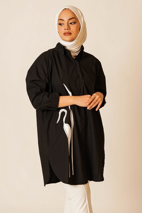 Kuğu Baskılı Poplin Gömlek KZ04-3526S