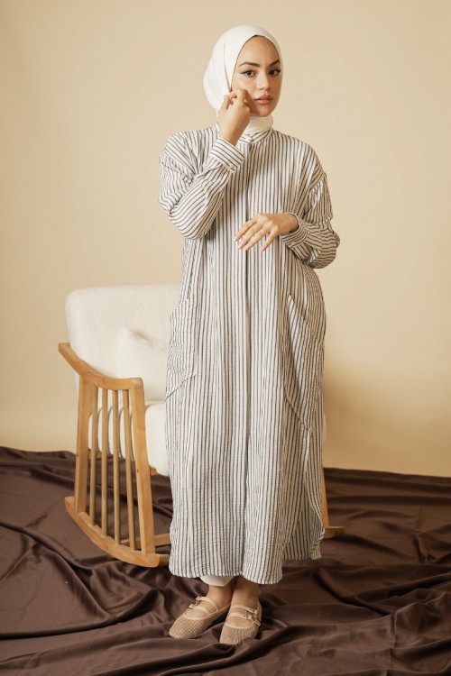 Çizgili Lacivert Tunik KZ04-6452-L