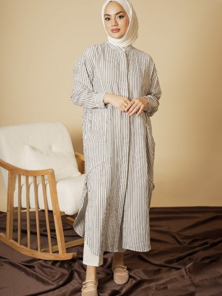 Çizgili Lacivert Tunik KZ04-6452-L