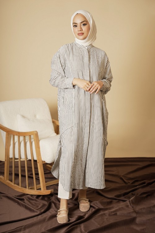 Çizgili Lacivert Tunik KZ04-6452-L