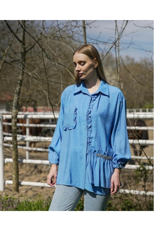 Taş İşlemeli Fırfırlı Gömlek Tunik KZ04-4195-M