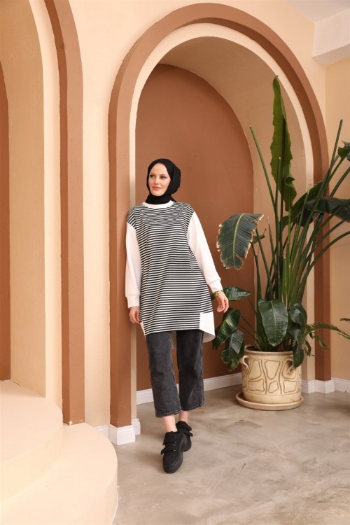 Bisiklet Yaka Çizgili Tunik KZ3-3092