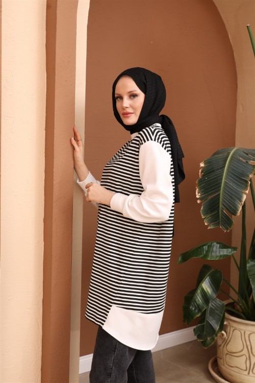 Bisiklet Yaka Çizgili Tunik KZ3-3092
