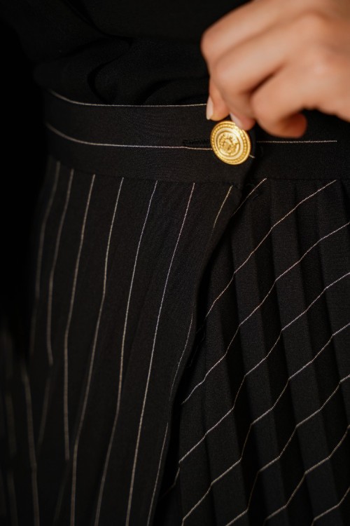 KAIZEN PLİSELİ SİYAH ETEK KZ04-7035S