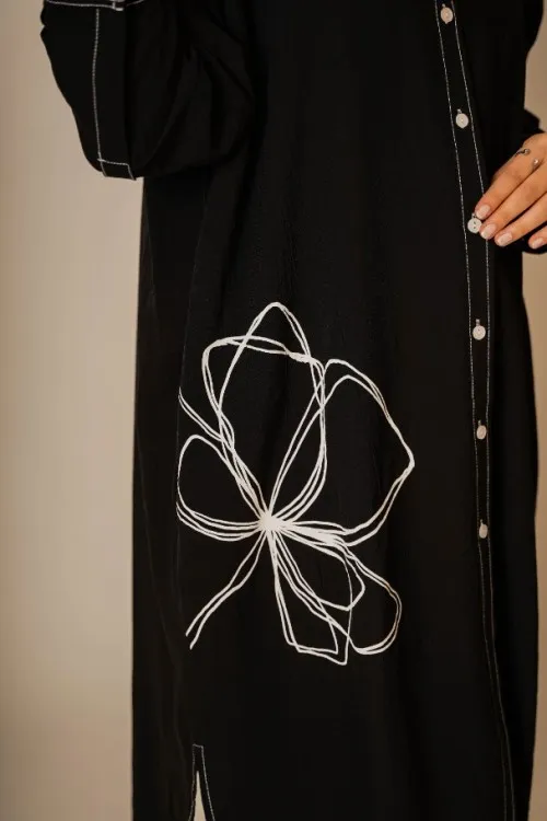 Çiçek Baskılı Siyah Tunik KZ04-3619-S