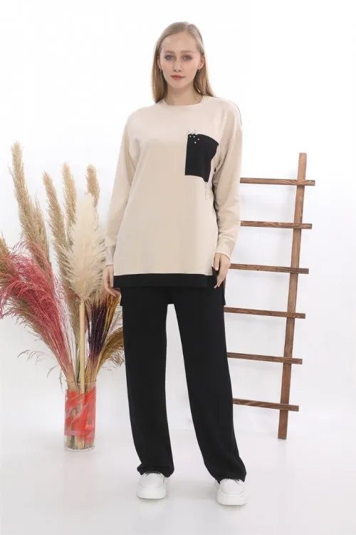 Taş İşlemeli Tunik Pantolonlu İkili Takım KZ04-5011