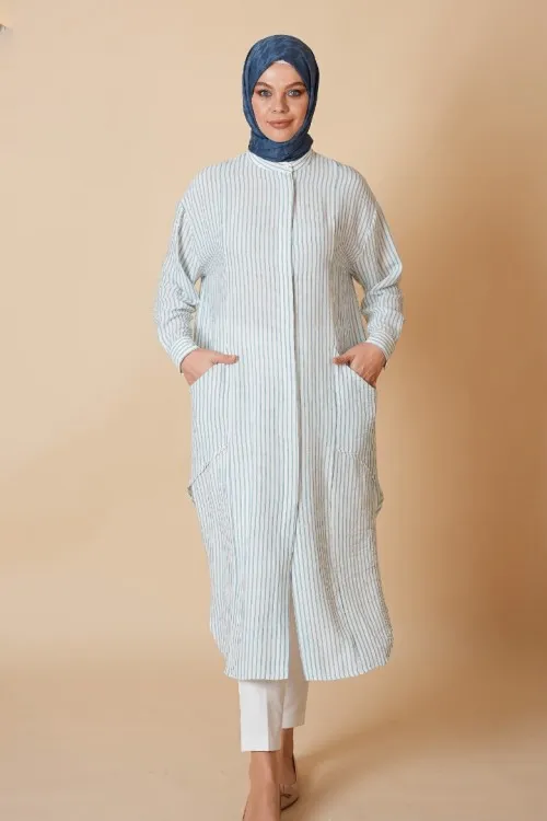 Çizgili Mavi Tunik KZ04-6452-M