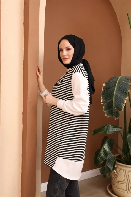 Bisiklet Yaka Çizgili Tunik KZ3-3092